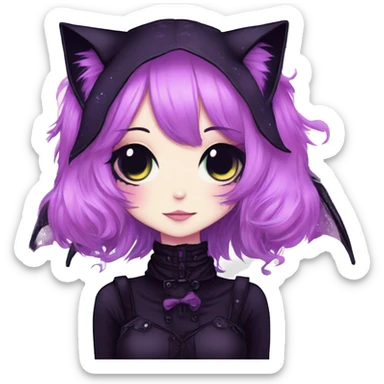 Gorgeous Cute Gothic Edgy Nebula Gradient Beautiful Anime Emo CatLady sticker