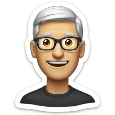 Tim cook surprised face open mouth half body visible  sticker
