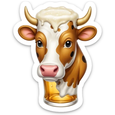 pint glass of New Glarus Spotted Cow beer with foamy head and cow icon sticker