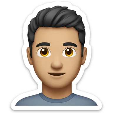 A head and shoulders shot of a 32 year old unknown man, with short black hair,   with brown eyes wearing a t-shirt. sticker