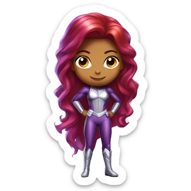 dc comics starfire glowing hair red purple and silver outfit sticker