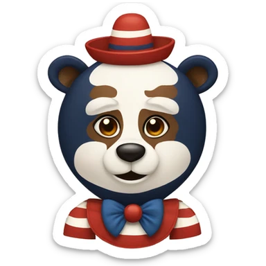 Clown bear. Navy, Red, Brown, and Crème white sticker