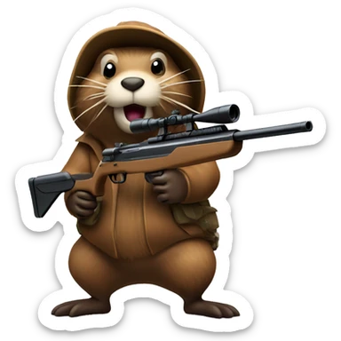 A beaver going for a trickshot with a sniper  sticker