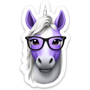 Purple unicorn with glasses sticker