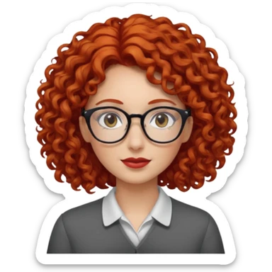 Peli roja rizada con lentes sticker