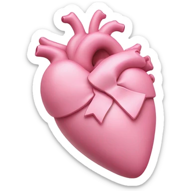 Pink anatomical heart pastel pink with bow sticker