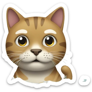 Generate an emoji that depicts a cat swimming while looking anxious. sticker