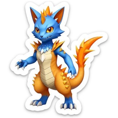 Gabite-Veemon-Digimon-Peppercat-Pokémon-Flamedramon-fusion-hybrid-creature, Full body  sticker