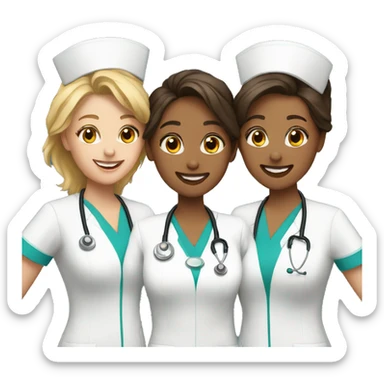 three female nurse friends sticker