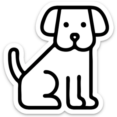 dog icon, simple and clear, minimal details, black outline, no fill sticker