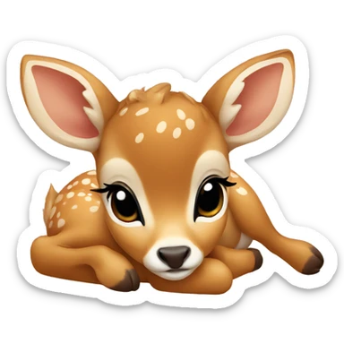baby deer laying down sticker