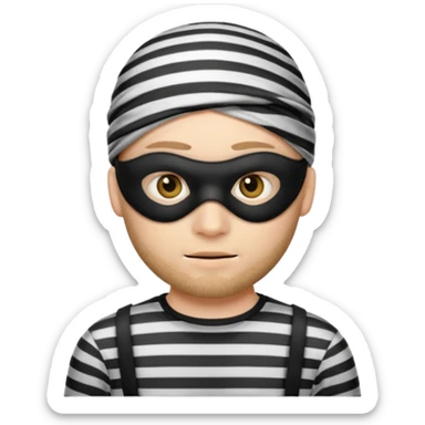 A theif robber emoji,Stripped shirt,eye mask. sticker