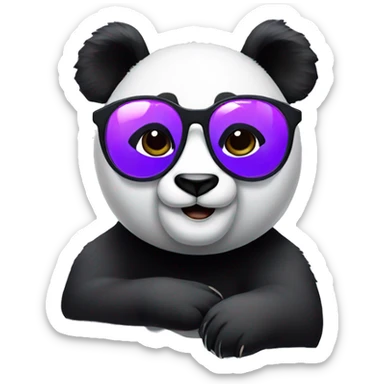 Panda with purple glasses sticker