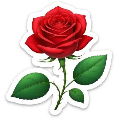 Generate a high-quality image of a single rose flower with stem and leaves, realistic color and shading, smooth gradient colors, no human figures, no facial features, no brand markings, simple white background, high-resolution.
 sticker