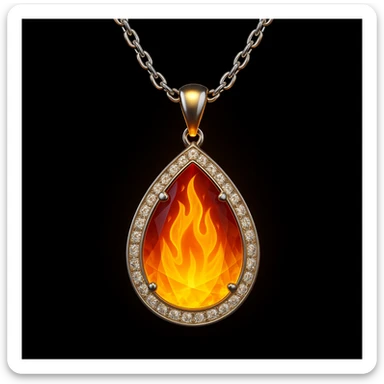 Add a yellow fiery light to the teardrop ruby pendant, representing transformation and rebirth sticker