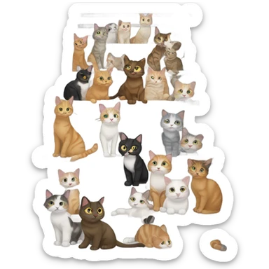 Lots of cats blocking stairs sticker
