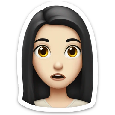 Totally shocked and slightly disgusted, pale girl with dark hair  sticker