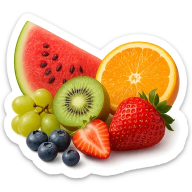 porzione di frutta fresca, iperrealistico 4k sticker