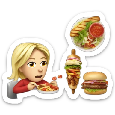 marine le pen eating a kebab sticker