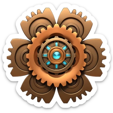 a steampunk-styled flower sticker