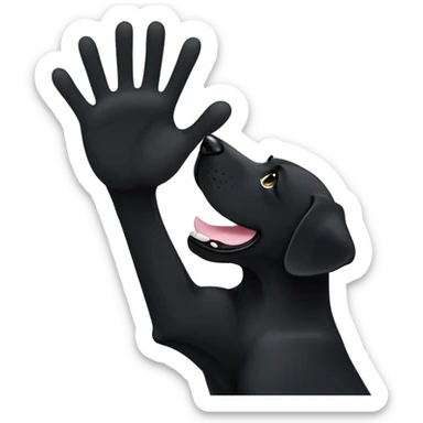 black labrador makes high five with his paw, only the upper body is visible sticker