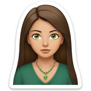 Pretty middle age woman with green eyes and long straight Ash-brown hair  sticker