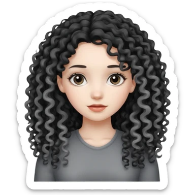 Young woman with black and gray curly.long hair
 sticker
