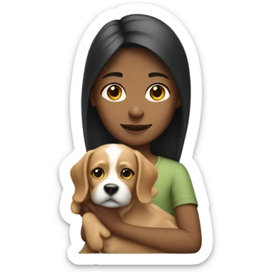 Girl holding a dog sticker