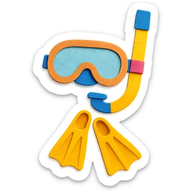 colorful and playful snorkel and flippers in paper-craft style sticker