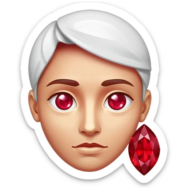 mind-blown face with a ruby gemstone floating above the head sticker