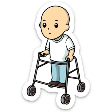 Bald man with walker sticker