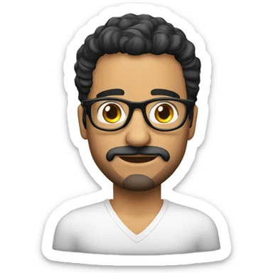 maestro de español con el cabello corto con lentes cabello negro con rasgos hispanos europeos sticker