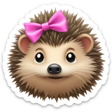 hedgehog with a pink bow sticker
