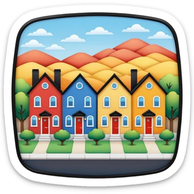 group of 3 houses representing neighborhood sticker
