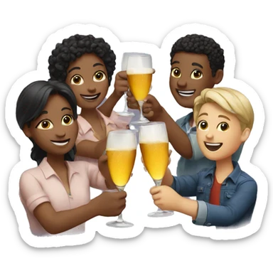 a group of friends toasting sticker