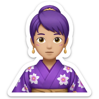 não binário japones kimono roxo sticker