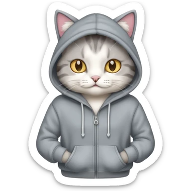 Cat wearing a hoodie sticker