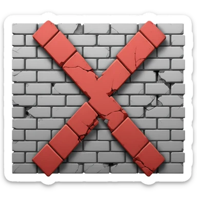 a crossed-out wall indicating poor defense during the match sticker