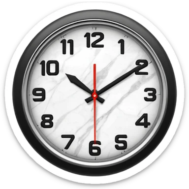 White marble effect Clock with outline sticker