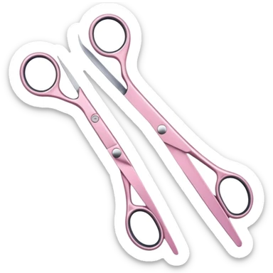 hairdressing scissors pastel pink shiny metal blades sticker