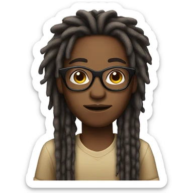 brown skin African American with dreads and glasses  sticker