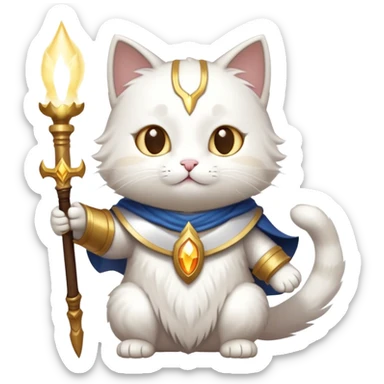 cute cat paladin casting a holy light spell sticker