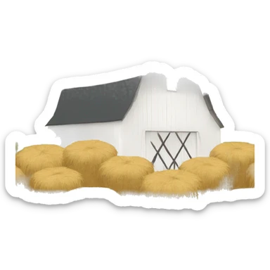 White barn with haystacks on top  sticker