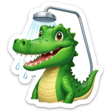 Cute crocodile is showing under the shower like game Where's my water sticker