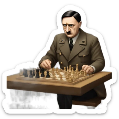 adolf hitler playing chess sticker