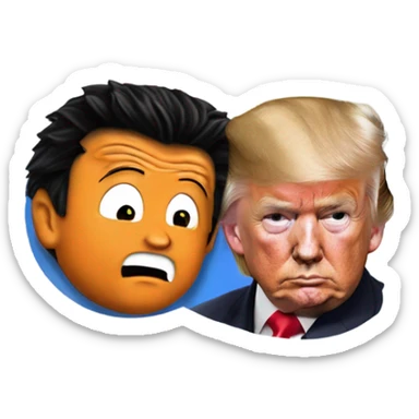 Goku from Dragon Ball, Z, kissing a photo realistic Donald Trump at the beach sticker