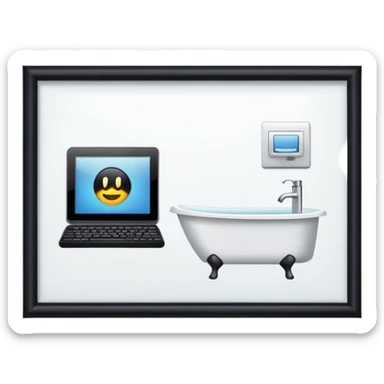 bathroom with a computer in it sticker