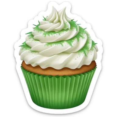 Shredded coconut cupcake with white frosting dusted with green sugar  sticker