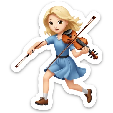 Ragazza che corre e suona il violino  sticker