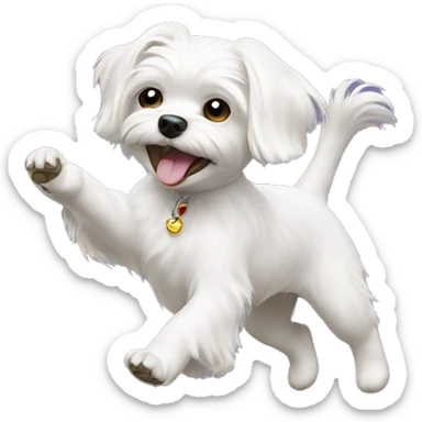 White Maltese dog dancing  sticker